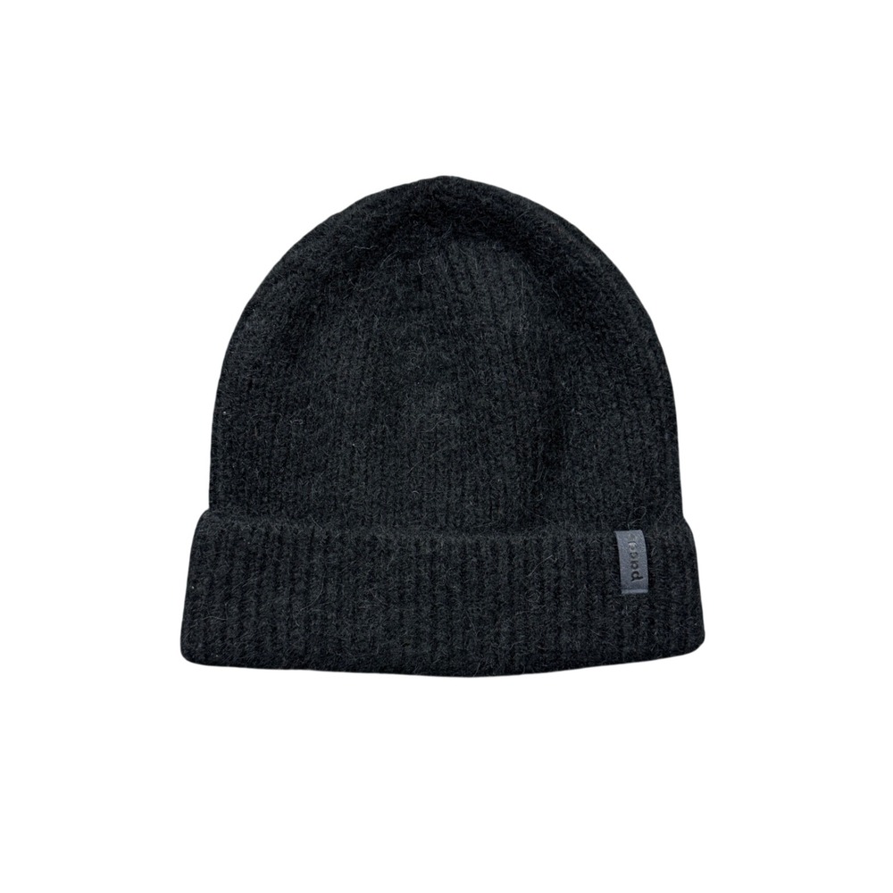 Pacas Black Baby Alpaca Wool Blend Ribbed Knit Cuffed Beanie Hat Outdoors Gorp